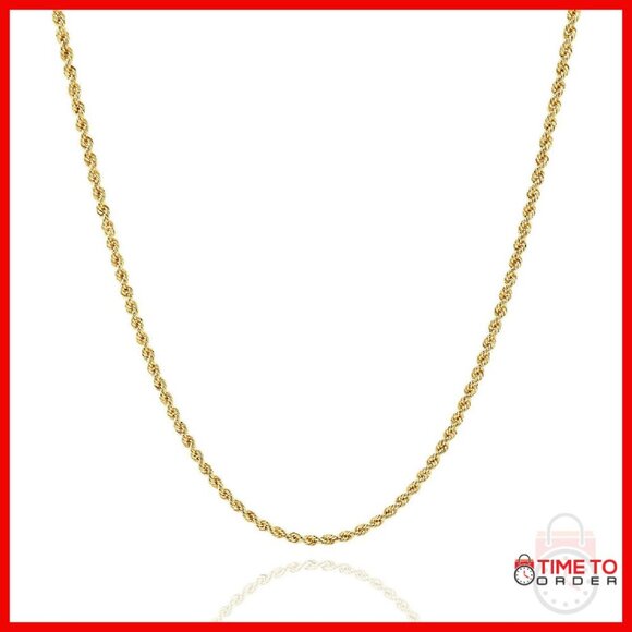 14K Gold Filled Rope Chain Necklace - Multiple Sizes Available